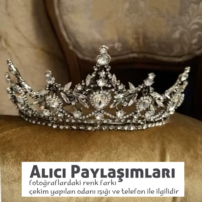 Kraliyet Esintili Bronz Gold Gelinlik Tac Modelleri - Barok Kristal Nişan Tacı 97109
