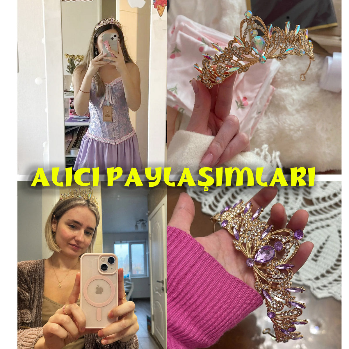 Kristal Taşlı Gelin Tacı - Zarif Düğün, Nişan ve Kına Tacı Modeli 73125