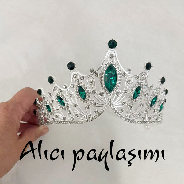 Kristal Taşlı Gelin Tacı - Göz Alıcı Kına Nişan ve Düğün Tacı 30192