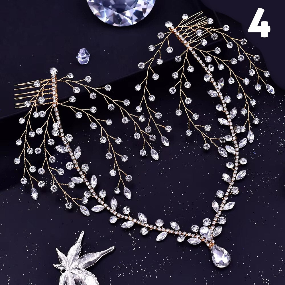 Gelin Saç Aksesuarları - Nikah & Nişan İçin Kristal Taşlı Alın Bandı 96656