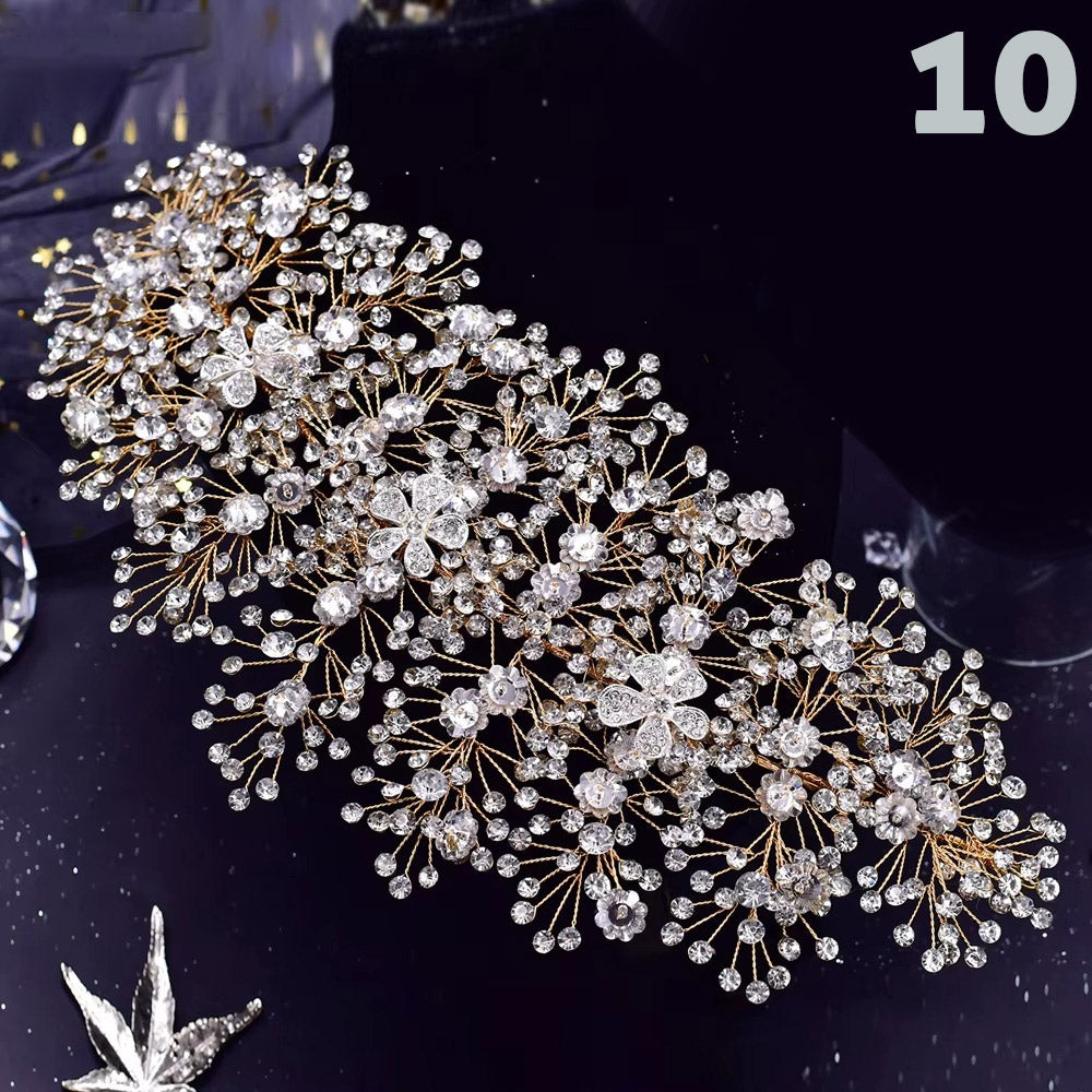 Gelin Saç Aksesuarları - Nikah & Nişan İçin Kristal Taşlı Alın Bandı 96656