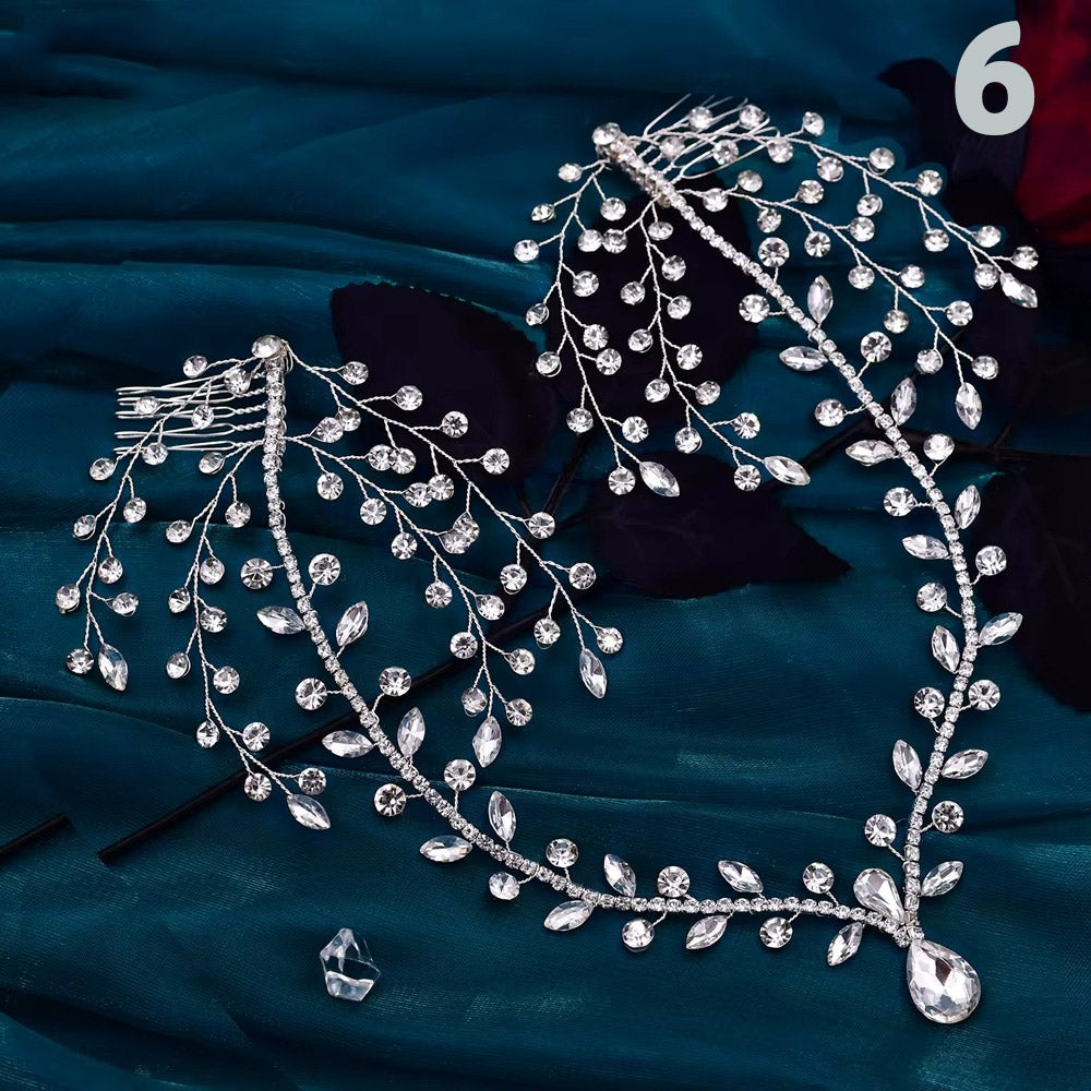 Gelin Saç Aksesuarları - Nikah & Nişan İçin Kristal Taşlı Alın Bandı 96656