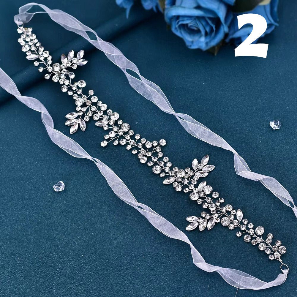 Gelin Saç Aksesuarı Kristal Çiçekli El Yapımı Düğün Saç Tacı 78480