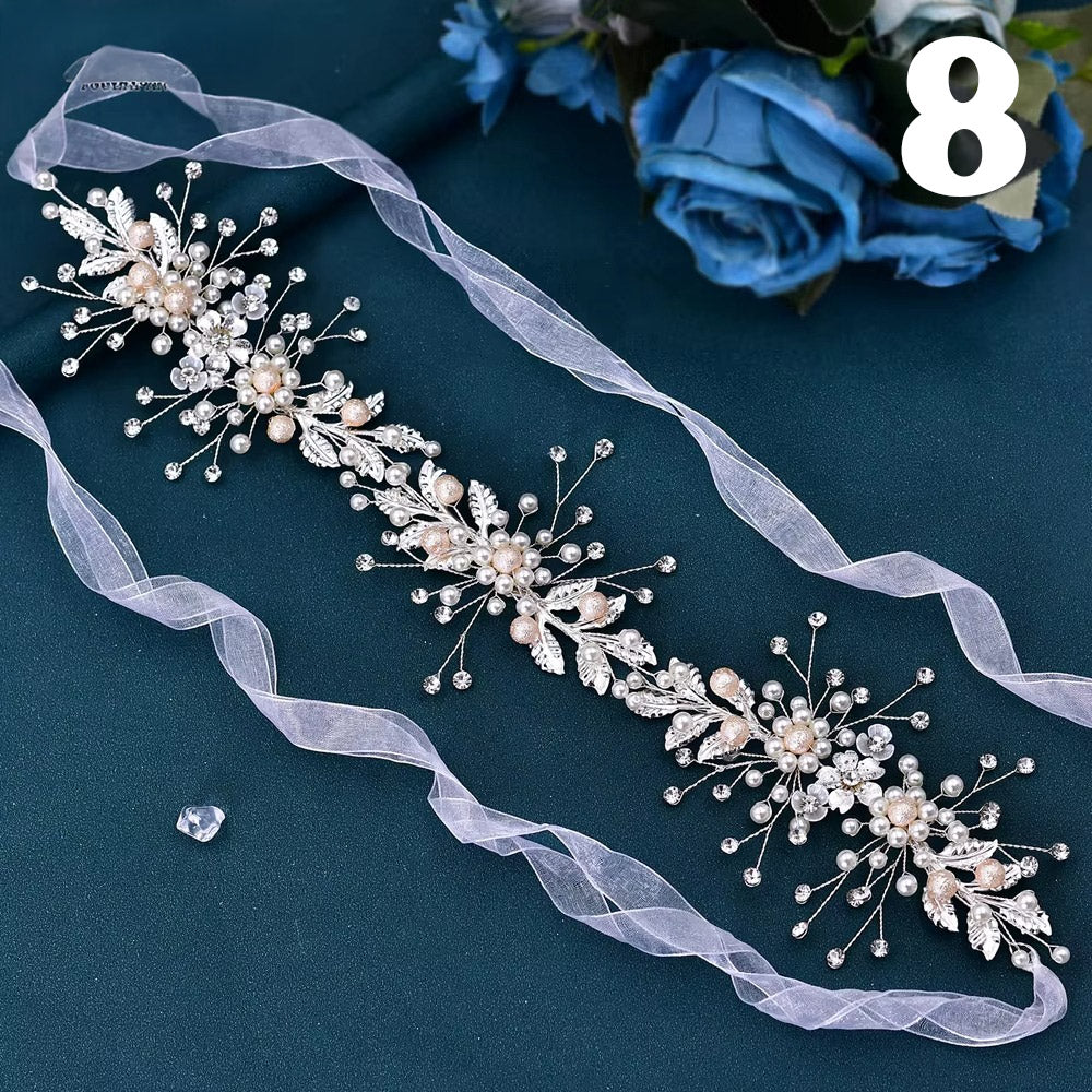 Gelin Saç Aksesuarı Kristal Çiçekli El Yapımı Düğün Saç Tacı 78480