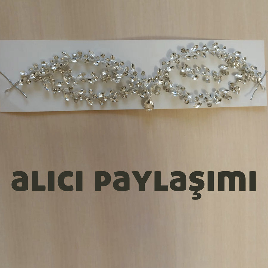 Gelin Saç Aksesuarları - Nikah & Nişan İçin Kristal Taşlı Alın Bandı 96656
