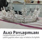 Yıldız Motifli Kristal Gelin Tacı - Gümüş Rengi Lüks Kına & Nişan Tacı 68910