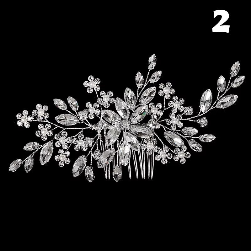 Düğün Saç Aksesuarları Kristal ve İnci Detaylı Gelin Saç Çiçeği  02739