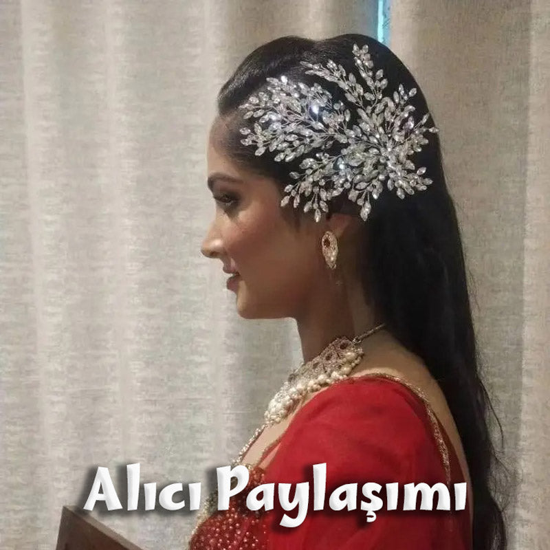 El Yapımı Kristal Taşlı Gelin Saç Aksesuarı 42133