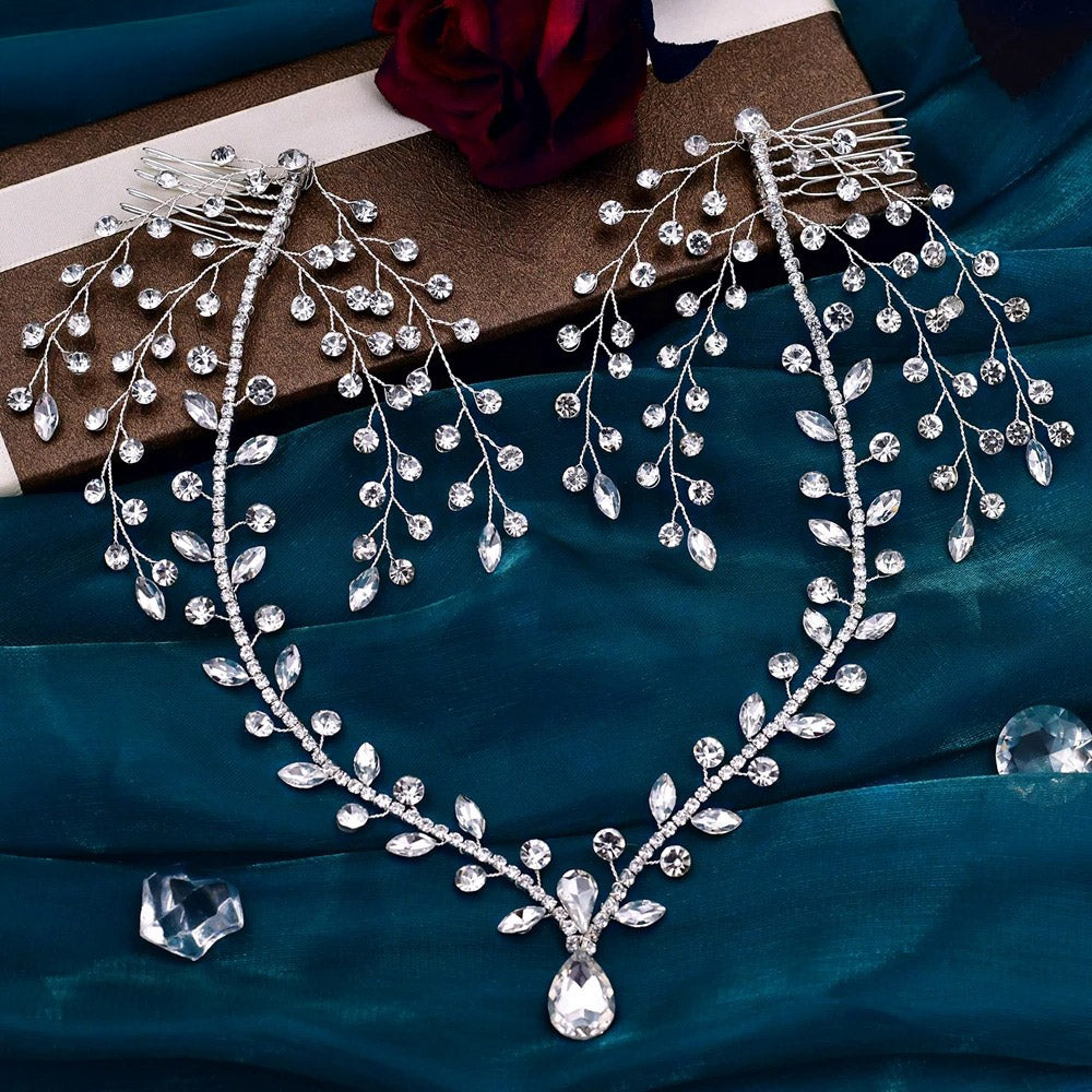 Gelin Saç Aksesuarları - Nikah & Nişan İçin Kristal Taşlı Alın Bandı 96656