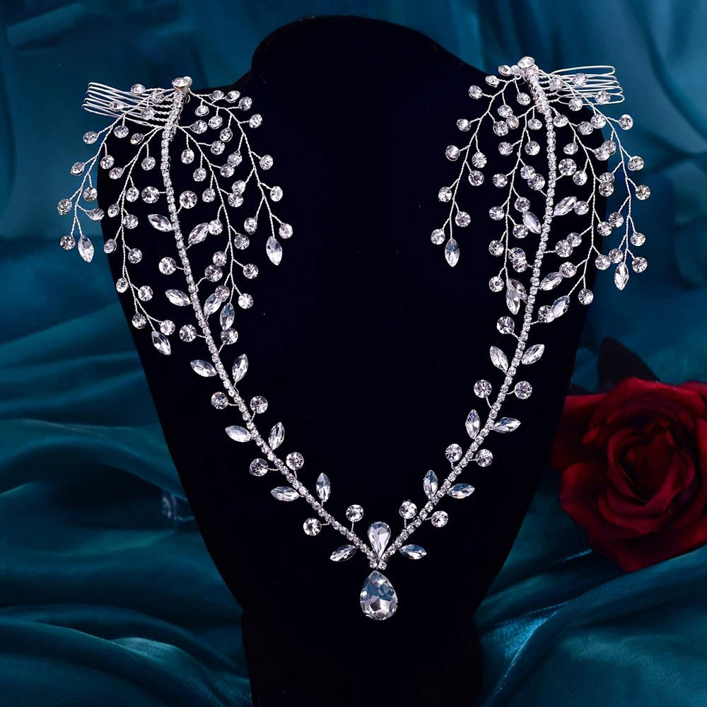Gelin Saç Aksesuarları - Nikah & Nişan İçin Kristal Taşlı Alın Bandı 96656