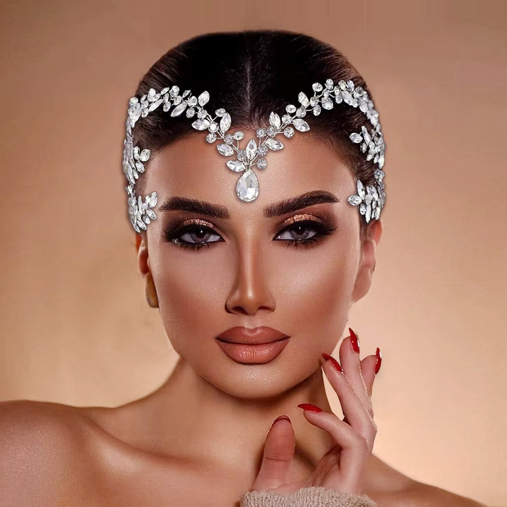 Gelin Saç Aksesuarları - Nikah & Nişan İçin Kristal Taşlı Alın Bandı 96656