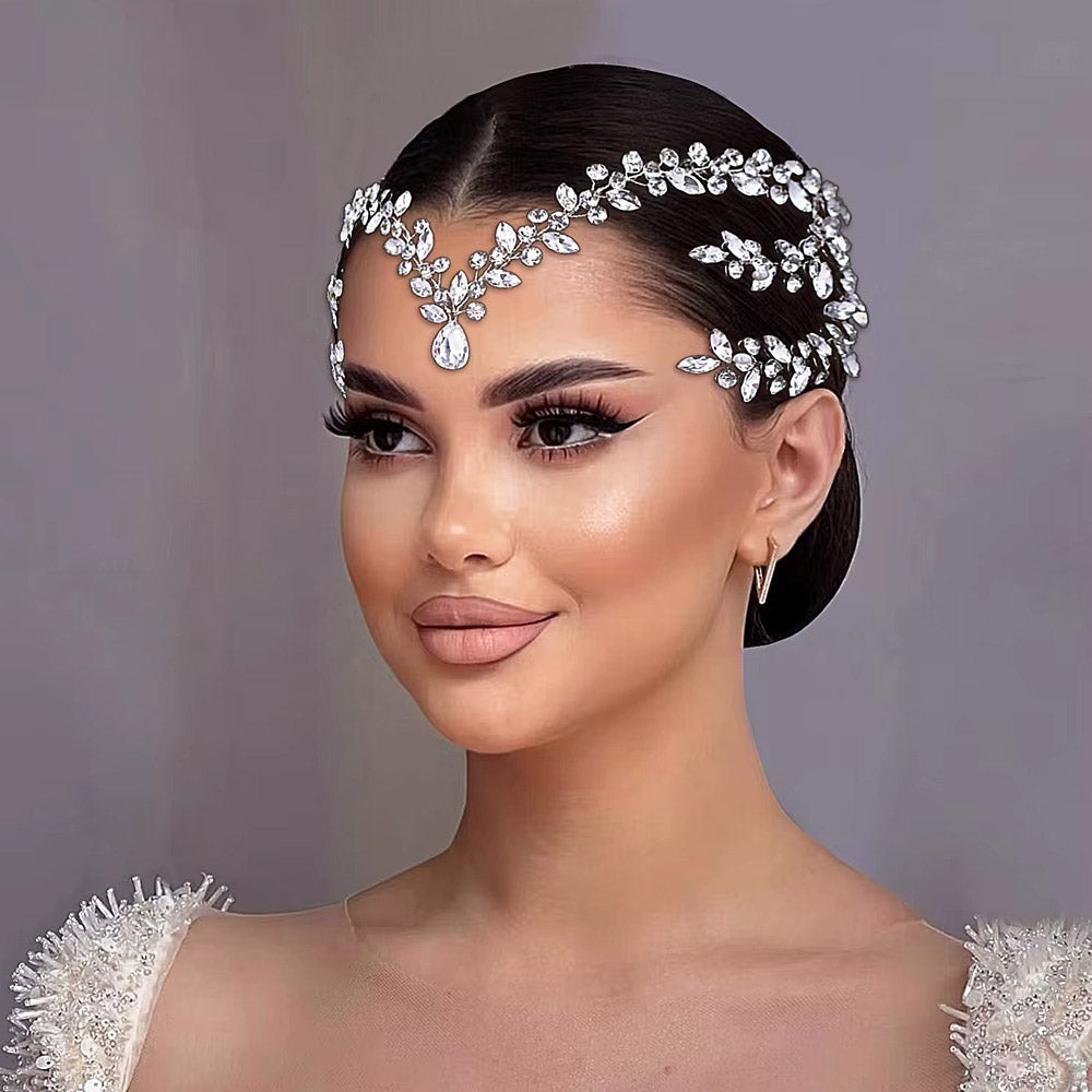 Gelin Saç Aksesuarları - Nikah & Nişan İçin Kristal Taşlı Alın Bandı 96656