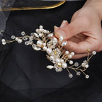 Gelin Saçı İçin Parlak Kristal İnci Taşlı Çiçek Desenli Saç Süsü 92683