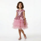 Kız Çocuk Payetli ve Kat Kat Tüllü Doğum Günü Abiye Elbise 94304