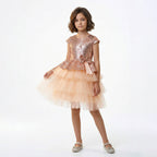 Kız Çocuk Payetli ve Kat Kat Tüllü Doğum Günü Abiye Elbise 94304