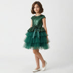 Kız Çocuk Payetli ve Kat Kat Tüllü Doğum Günü Abiye Elbise 94304