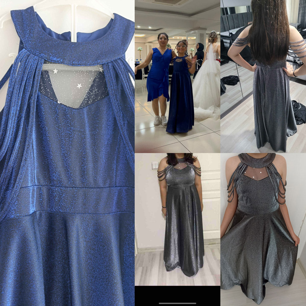 Genç Kız Saten Mezuniyet ve Abiye Elbise  Sırtı Gipe Lastikli 81223