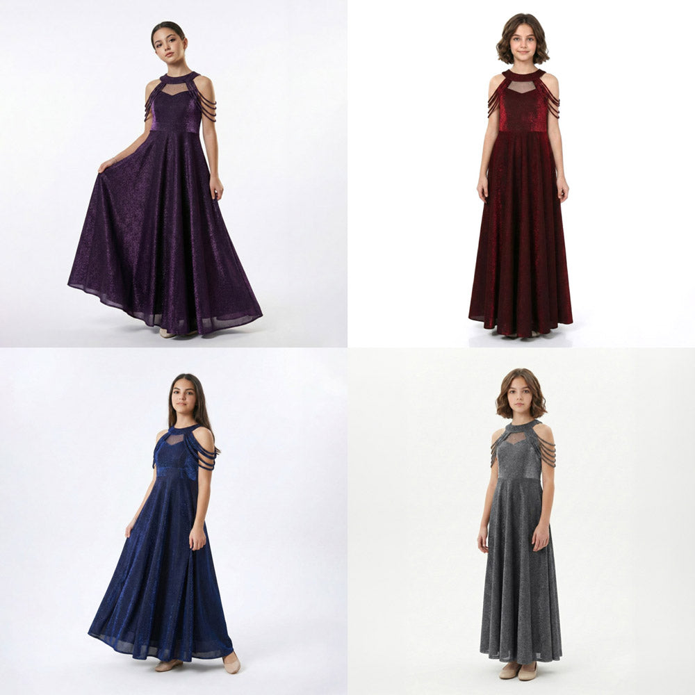 Genç Kız Saten Mezuniyet ve Abiye Elbise  Sırtı Gipe Lastikli