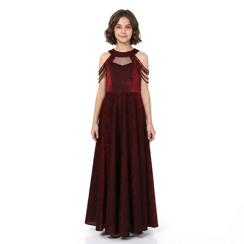 Genç Kız Saten Mezuniyet ve Abiye Elbise  Sırtı Gipe Lastikli