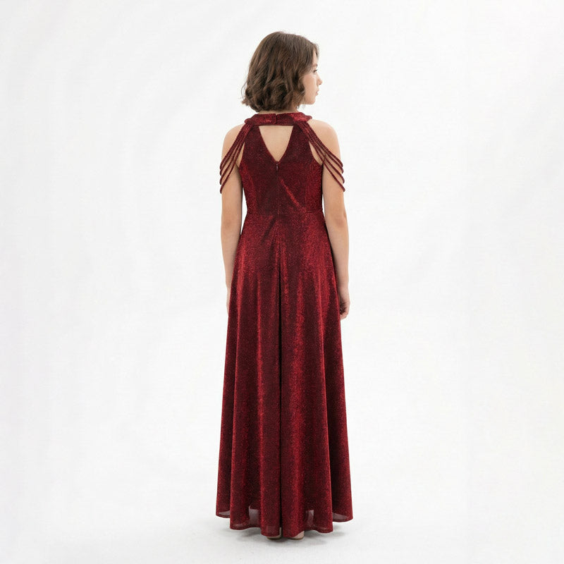 Genç Kız Saten Mezuniyet ve Abiye Elbise  Sırtı Gipe Lastikli 81223