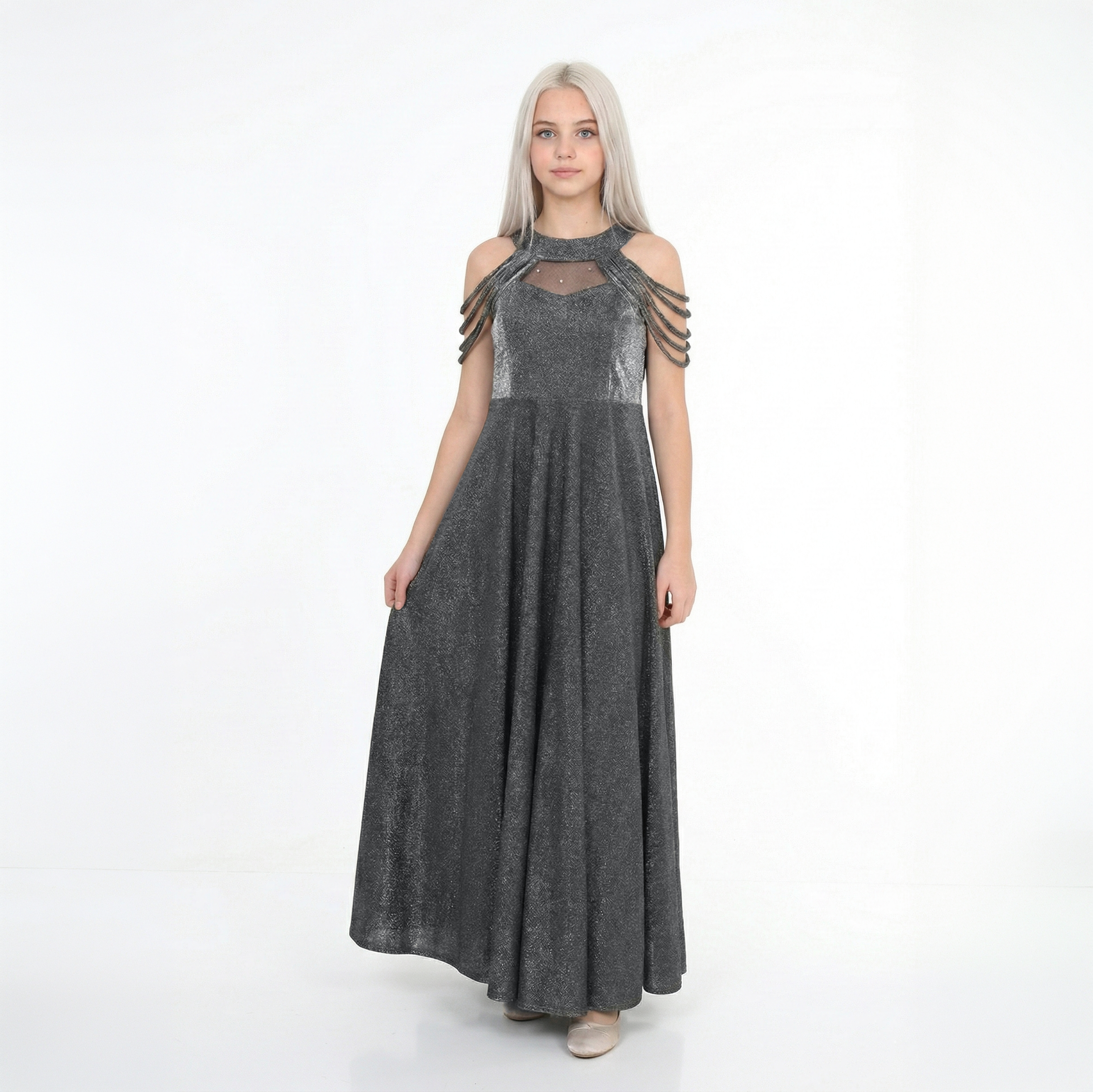 Genç Kız Saten Mezuniyet ve Abiye Elbise  Sırtı Gipe Lastikli 81223