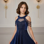 Genç Kız Saten Mezuniyet ve Abiye Elbise  Sırtı Gipe Lastikli