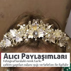 Işıltılı Kristal ve Boncuklu Çiçek Gelin Tacı 02055