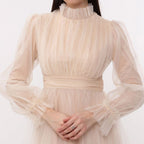 Kadın Hayal Tül Büzgü Detaylı Tesettür Abiye Elbise 98658