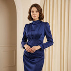 Kadın Saten ve Kolları Püsküllü Tesettür Abiye Elbise 95223