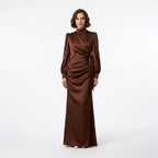 Kadın Yandan Bağlamalı Zara Saten Tesettür Abiye Elbise 19271