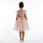 Kahverengi Pul İşlemeli ve Tüllü Kız Çocuk Abiye Elbise 77078