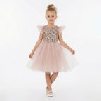 Kırmızı Pul İşlemeli ve Tüllü Kız Çocuk Abiye Elbise 77078