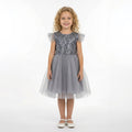 Gri Pul İşlemeli ve Tüllü Kız Çocuk Abiye Elbise 77078