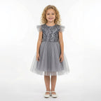 Kırmızı Pul İşlemeli ve Tüllü Kız Çocuk Abiye Elbise 77078