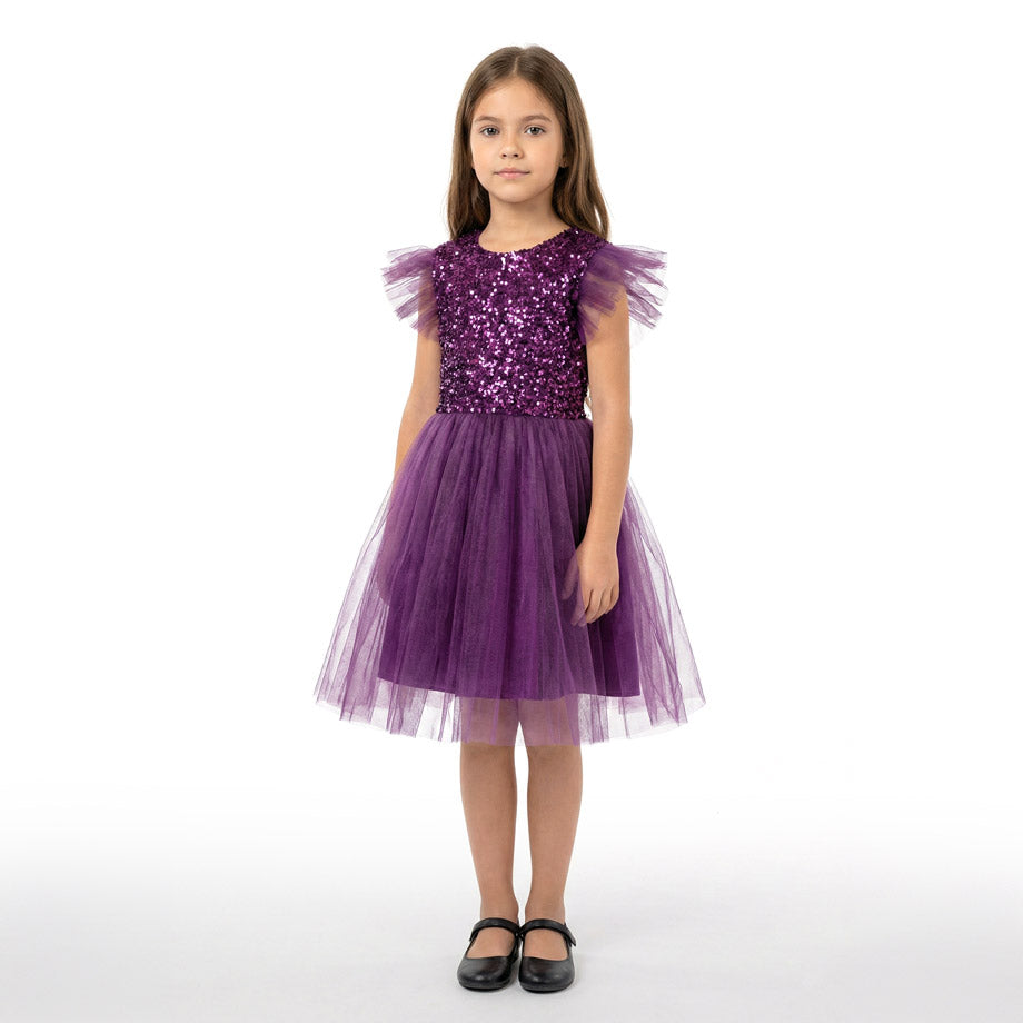 Kırmızı Pul İşlemeli ve Tüllü Kız Çocuk Abiye Elbise 77078