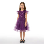 Kırmızı Pul İşlemeli ve Tüllü Kız Çocuk Abiye Elbise 77078