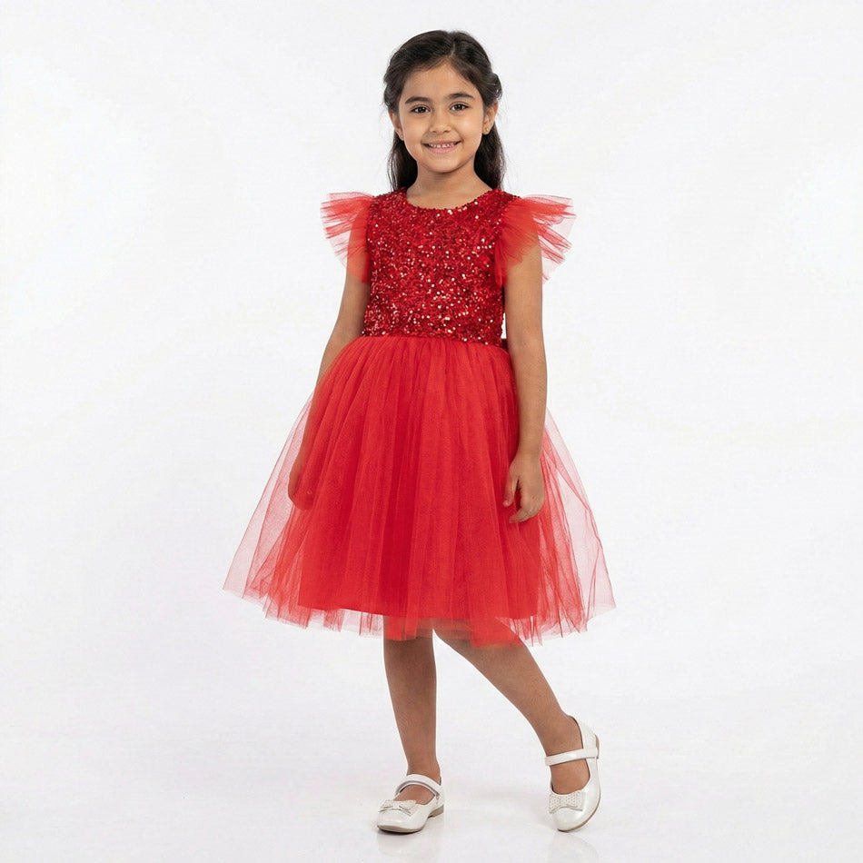 Gri Pul İşlemeli ve Tüllü Kız Çocuk Abiye Elbise 77078