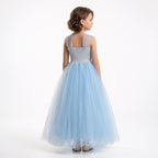 Kız Çocuk Sırtı Gipeli Tütü Etekli Payet Kemerli Uzun Abiye Elbise  74429