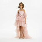 Kız Çocuk Balon Kollu Kuyruklu Abiye Elbise 58185