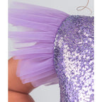 Kız Çocuk Gümüş Pul İşlemeli Kabarık Tüllü Abiye Elbise 43408