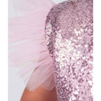 Kız Çocuk Gümüş Pul İşlemeli Kabarık Tüllü Abiye Elbise 43408