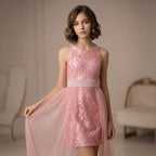 Kız Çocuk İnci Taşlı ve Tüllü Trend Abiye Elbise 18082