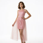 Kız Çocuk İnci Taşlı ve Tüllü Trend Abiye Elbise 18082