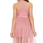 Kız Çocuk İnci Taşlı ve Tüllü Trend Abiye Elbise 18082