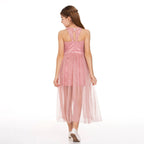 Kız Çocuk İnci Taşlı ve Tüllü Trend Abiye Elbise 18082