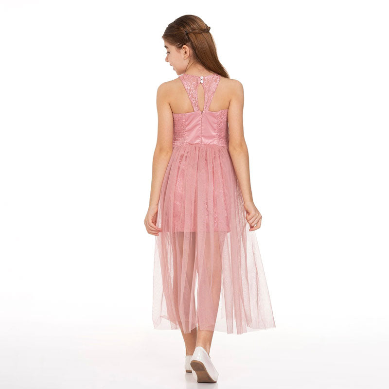 Kız Çocuk İnci Taşlı ve Tüllü Trend Abiye Elbise 18082