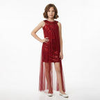 Kız Çocuk Payet İşlemeli ve Çıkabilir Tül Kuyruklu Mezuniyet Elbisesi