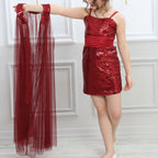 Kız Çocuk Payet İşlemeli ve Çıkabilir Tül Kuyruklu Mezuniyet Elbisesi