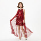 Kız Çocuk Payet İşlemeli ve Çıkabilir Tül Kuyruklu Mezuniyet Elbisesi