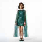 Kız Çocuk Abiye Payet İşlemeli ve Çıkabilir Tül Kuyruklu Yeşil Mezuniyet Elbisesi 83928